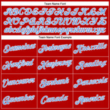 Load image into Gallery viewer, Custom Women's Red Light Blue-White V-Neck Cropped Baseball Jersey