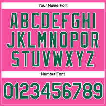 Load image into Gallery viewer, Custom Women's Pink Kelly Green-White V-Neck Cropped Baseball Jersey