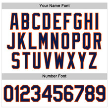 Load image into Gallery viewer, Custom Women's White Navy-Orange V-Neck Cropped Baseball Jersey