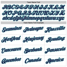 Load image into Gallery viewer, Custom Women's White Navy Gray-Aqua V-Neck Cropped Baseball Jersey