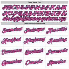 Load image into Gallery viewer, Custom Women's White Light Blue Black-Pink V-Neck Cropped Baseball Jersey