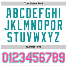 Load image into Gallery viewer, Custom Women's White Pink-Aqua V-Neck Cropped Baseball Jersey