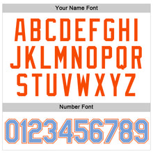 Load image into Gallery viewer, Custom Women's White Light Blue-Orange V-Neck Cropped Baseball Jersey