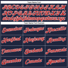 Load image into Gallery viewer, Custom Women's Navy Red-White V-Neck Cropped Baseball Jersey