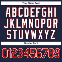 Load image into Gallery viewer, Custom Women's Navy Red-White V-Neck Cropped Baseball Jersey