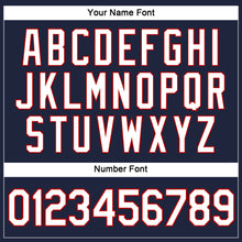 Load image into Gallery viewer, Custom Women's Navy White-Red V-Neck Cropped Baseball Jersey