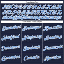 Load image into Gallery viewer, Custom Women's Navy Light Blue-White V-Neck Cropped Baseball Jersey