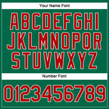 Load image into Gallery viewer, Custom Women's Kelly Green Red-White V-Neck Cropped Baseball Jersey