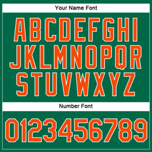 Load image into Gallery viewer, Custom Women's Kelly Green Orange-White V-Neck Cropped Baseball Jersey