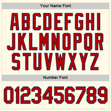 Load image into Gallery viewer, Custom Women's Cream Red-Navy V-Neck Cropped Baseball Jersey