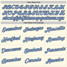 Load image into Gallery viewer, Custom Women's Cream Light Blue-Steel Gray V-Neck Cropped Baseball Jersey