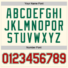 Load image into Gallery viewer, Custom Women's Cream Red-Kelly Green V-Neck Cropped Baseball Jersey