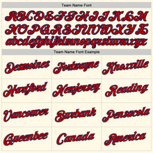 Load image into Gallery viewer, Custom Women's Cream Red-Navy V-Neck Cropped Baseball Jersey