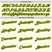 Load image into Gallery viewer, Custom Women's Cream Green-Gold V-Neck Cropped Baseball Jersey