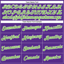 Load image into Gallery viewer, Custom Women's Purple Neon Green-White V-Neck Cropped Baseball Jersey