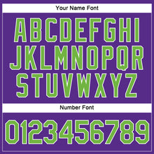 Load image into Gallery viewer, Custom Women's Purple Neon Green-White V-Neck Cropped Baseball Jersey