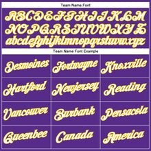 Load image into Gallery viewer, Custom Women's Purple White-Gold V-Neck Cropped Baseball Jersey