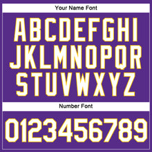 Load image into Gallery viewer, Custom Women's Purple White-Gold V-Neck Cropped Baseball Jersey