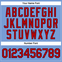 Load image into Gallery viewer, Custom Women's Light Blue Red-Navy V-Neck Cropped Baseball Jersey