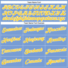 Load image into Gallery viewer, Custom Women's Light Blue Gold-White V-Neck Cropped Baseball Jersey