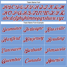 Load image into Gallery viewer, Custom Women's Light Blue Crimson-White V-Neck Cropped Baseball Jersey