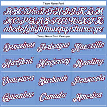 Load image into Gallery viewer, Custom Women's Light Blue White Royal-Red V-Neck Cropped Baseball Jersey