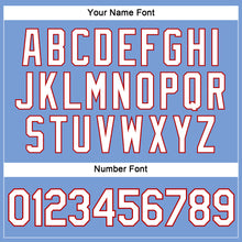 Load image into Gallery viewer, Custom Women's Light Blue White-Red V-Neck Cropped Baseball Jersey