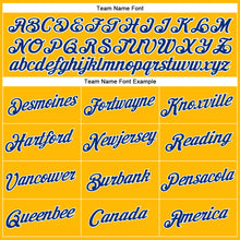 Load image into Gallery viewer, Custom Women's Gold Royal-White V-Neck Cropped Baseball Jersey