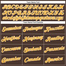 Load image into Gallery viewer, Custom Women's Brown Gold-White V-Neck Cropped Baseball Jersey