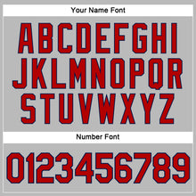 Load image into Gallery viewer, Custom Women's Gray Red-Navy V-Neck Cropped Baseball Jersey