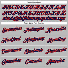 Load image into Gallery viewer, Custom Women's Gray Navy-Red V-Neck Cropped Baseball Jersey