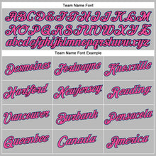 Load image into Gallery viewer, Custom Women's Gray Light Blue Black-Pink V-Neck Cropped Baseball Jersey