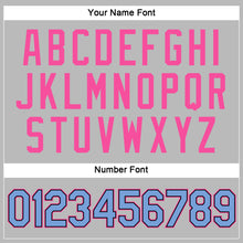 Load image into Gallery viewer, Custom Women's Gray Light Blue Black-Pink V-Neck Cropped Baseball Jersey