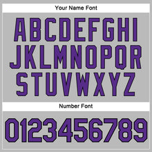 Load image into Gallery viewer, Custom Women's Gray Purple-Black V-Neck Cropped Baseball Jersey