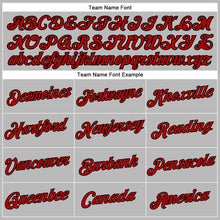 Load image into Gallery viewer, Custom Women's Gray Red-Black V-Neck Cropped Baseball Jersey