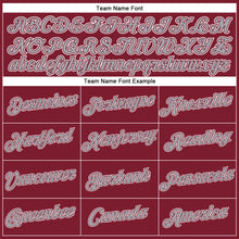 Load image into Gallery viewer, Custom Women's Crimson Gray-White V-Neck Cropped Baseball Jersey