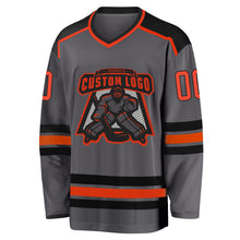 Load image into Gallery viewer, Custom Steel Gray Orange-Black Hockey Jersey