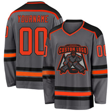 Load image into Gallery viewer, Custom Steel Gray Orange-Black Hockey Jersey