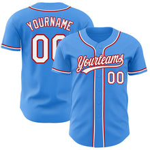 Load image into Gallery viewer, Custom Electric Blue White-Red Authentic Baseball Jersey