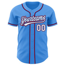 Load image into Gallery viewer, Custom Electric Blue White Royal-Red Authentic Baseball Jersey