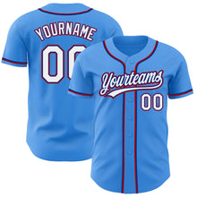 Load image into Gallery viewer, Custom Electric Blue White Royal-Red Authentic Baseball Jersey