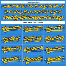 Load image into Gallery viewer, Custom Electric Blue Yellow-Navy Authentic Baseball Jersey
