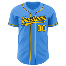 Load image into Gallery viewer, Custom Electric Blue Yellow-Black Authentic Baseball Jersey