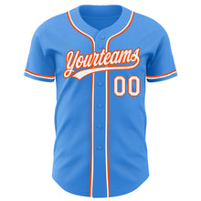 Load image into Gallery viewer, Custom Electric Blue White-Orange Authentic Baseball Jersey