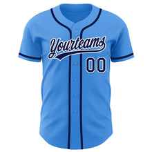 Load image into Gallery viewer, Custom Electric Blue Navy-White Authentic Baseball Jersey
