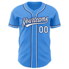 Load image into Gallery viewer, Custom Electric Blue White-Navy Authentic Baseball Jersey