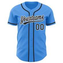 Load image into Gallery viewer, Custom Electric Blue Black-White Authentic Baseball Jersey