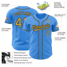 Load image into Gallery viewer, Custom Electric Blue Old Gold-Black Authentic Baseball Jersey
