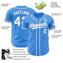 Load image into Gallery viewer, Custom Electric Blue White-Gray Authentic Baseball Jersey