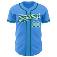 Load image into Gallery viewer, Custom Electric Blue Kelly Green-White Authentic Baseball Jersey